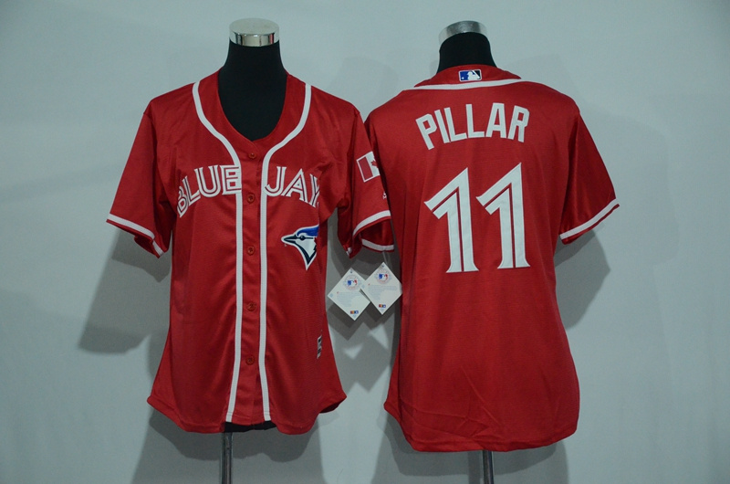 Womens 2017 MLB Toronto Blue Jays #11 Pillar Red Jerseys->women mlb jersey->Women Jersey